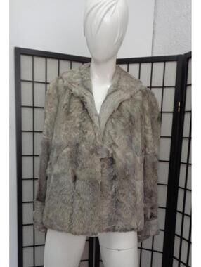 MINT GRAY GOAT FUR COAT JACKET WOMEN WOMAN SIZE 6 SMALL